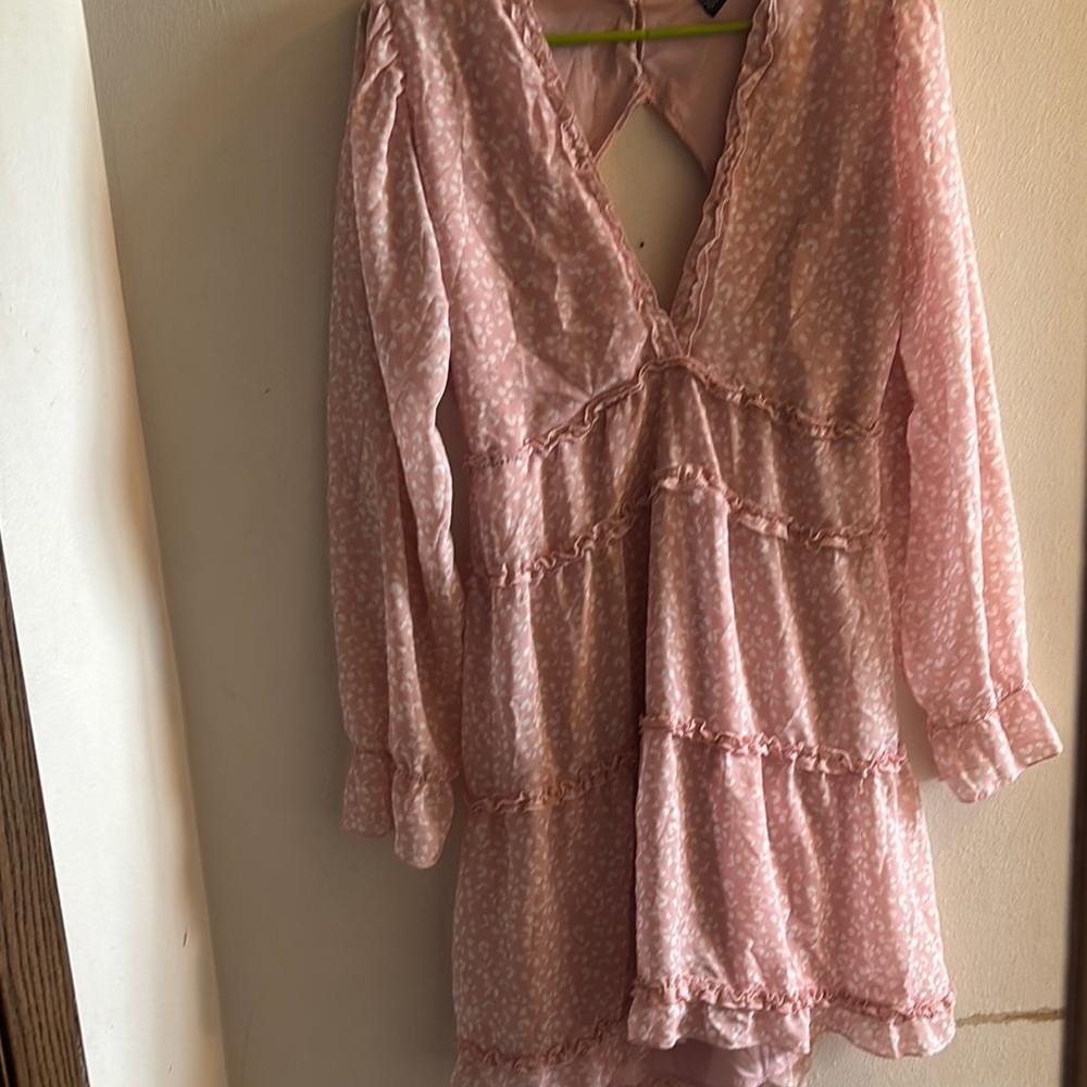 Pink leopard print Long Sleeve Dress